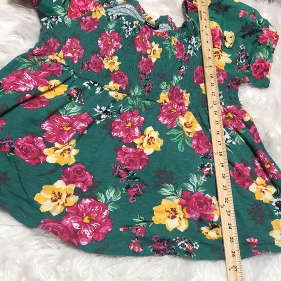 Torrid Green Floral Babydoll Smocked Top Sz 1X - Picture 4 of 7